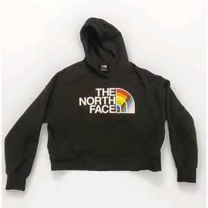 THE NORTH‎ FACE Women's Cropped Fleece Hoodie Pullover Sweatshirt Medium Black